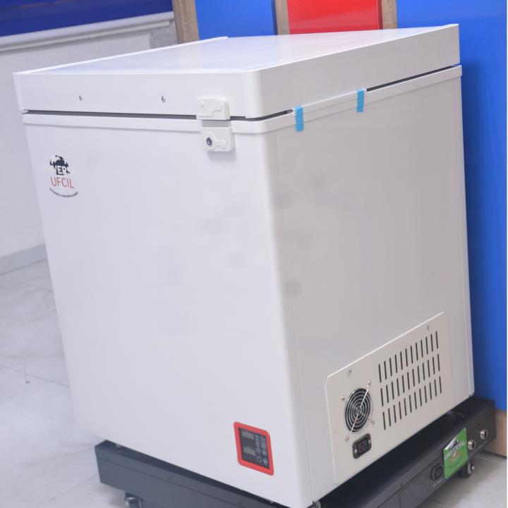UFCIL Solar DC Deep Freezer(108L) – Fast Cooling, Low Power, Dual Charging (Solar + AC) with Battery, Panel & Charge Controller